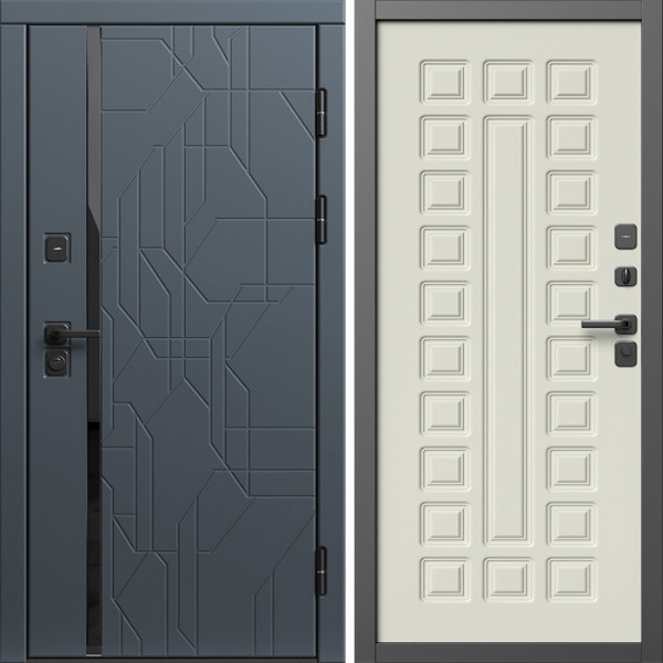 Входная дверь Termo-Door Сплит Графит - Престиж бежевый матовый