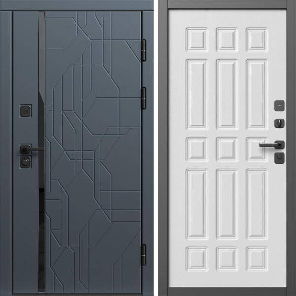 Входная дверь Termo-Door Сплит Графит - Спарта белое дерево