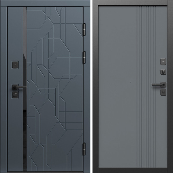 Входная дверь Termo-Door Сплит Графит - Страйп Грей Софт