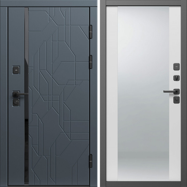 Входная дверь Termo-Door Сплит Графит - Зеркало белый софт