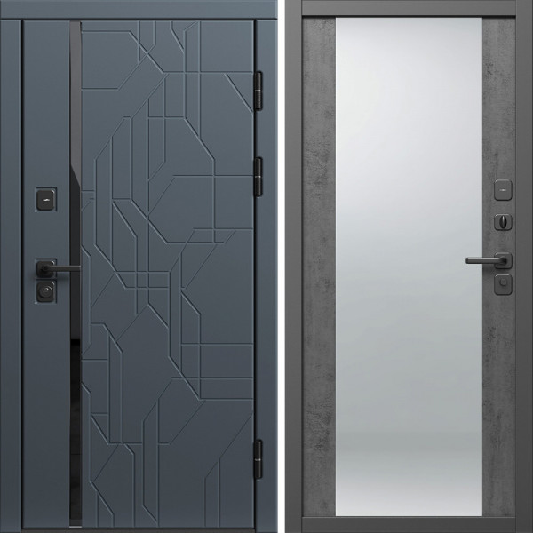 Входная дверь Termo-Door Сплит Графит - Зеркало бетон темный