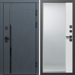 Входная дверь Termo-Door Сплит Графит - Зеркало Фацет Белый софт
