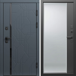 Входная дверь Termo-Door Сплит Графит - Зеркало Фацет Черный кварц