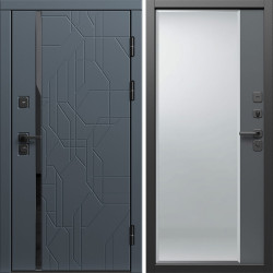 Входная дверь Termo-Door Сплит Графит - Зеркало Фацет Grey софт