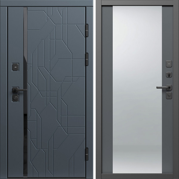 Входная дверь Termo-Door Сплит Графит - Зеркало Grey Софт