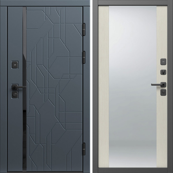 Входная дверь Termo-Door Сплит Графит - Зеркало лиственница