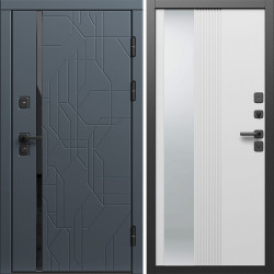 Входная дверь Termo-Door Сплит Графит - Зеркало Люмис Белый Софт