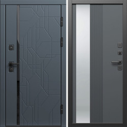 Входная дверь Termo-Door Сплит Графит - Зеркало Люмис Грей Софт