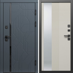 Входная дверь Termo-Door Сплит Графит - Зеркало Люмис Соновая Кость