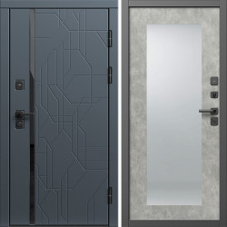 Входная дверь Termo-Door Сплит Графит - Зеркало Триумф бетон светлый