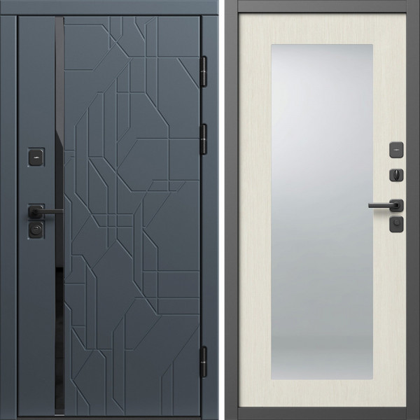 Входная дверь Termo-Door Сплит Графит - Зеркало Триумф лиственница