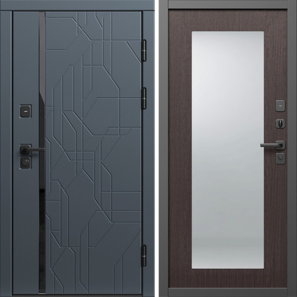 Входная дверь Termo-Door Сплит Графит - Зеркало Триумф венге