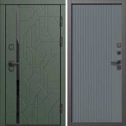 Входная дверь Termo-Door Сплит Грин - Флэт Черный кварц