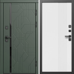 Входная дверь Termo-Door Сплит Грин - Страйп Белый Софт