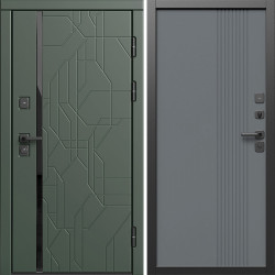Входная дверь Termo-Door Сплит Грин - Страйп Грей Софт