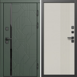Входная дверь Termo-Door Сплит Грин - Страйп Слоновая Кость