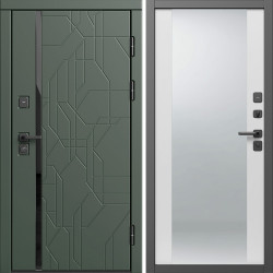 Входная дверь Termo-Door Сплит Грин - Зеркало белый софт