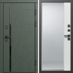 Входная дверь Termo-Door Сплит Грин - Зеркало Фацет Белый софт
