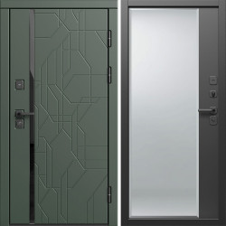 Входная дверь Termo-Door Сплит Грин - Зеркало Фацет Черный кварц