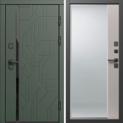 Входная дверь Termo-Door Сплит Грин - Зеркало Фацет Капучино