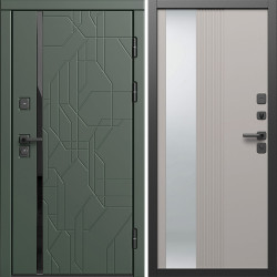 Входная дверь Termo-Door Сплит Грин - Зеркало Люмис Капучино