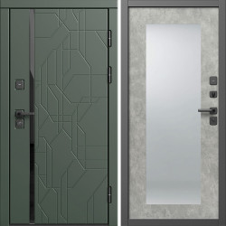 Входная дверь Termo-Door Сплит Грин - Зеркало Триумф бетон светлый