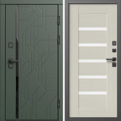 Входная дверь Termo-Door Сплит Грин - Зеркало Триумф Царга лиственница 4500 / 5500