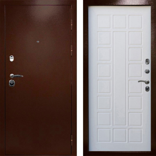 Входная дверь Termo-Door Техно Медь Антик - Престиж белое дерево