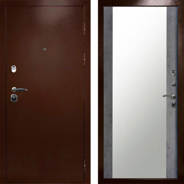 Входная дверь Termo-Door Техно Медь Антик - Зеркало бетон темный