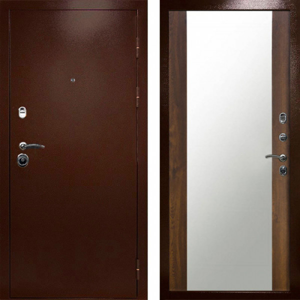 Входная дверь Termo-Door Техно Медь Антик - Зеркало дуб
