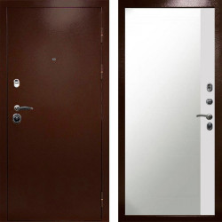 Входная дверь Termo-Door Техно Медь Антик - Зеркало Фацет Белый софт