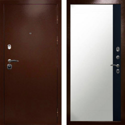 Входная дверь Termo-Door Техно Медь Антик - Зеркало Фацет Черный кварц