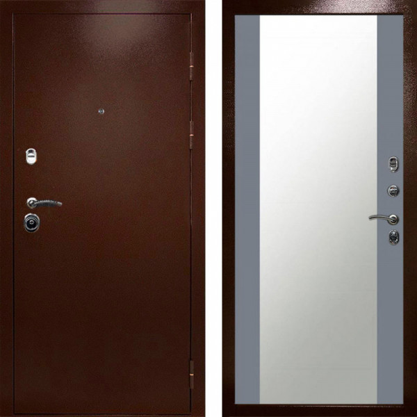 Входная дверь Termo-Door Техно Медь Антик - Зеркало Grey Софт