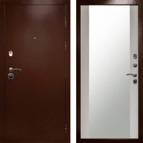 Входная дверь Termo-Door Техно Медь Антик - Зеркало лиственница