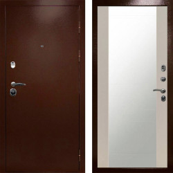 Входная дверь Termo-Door Техно Медь Антик - Зеркало Слоновая кость