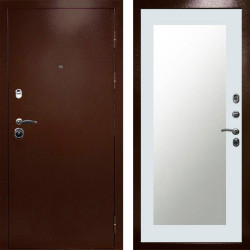 Входная дверь Termo-Door Техно Медь Антик - Зеркало Триумф Белый софт