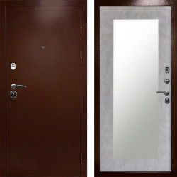 Входная дверь Termo-Door Техно Медь Антик - Зеркало Триумф бетон светлый