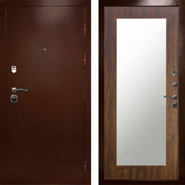 Входная дверь Termo-Door Техно Медь Антик - Зеркало Триумф дуб