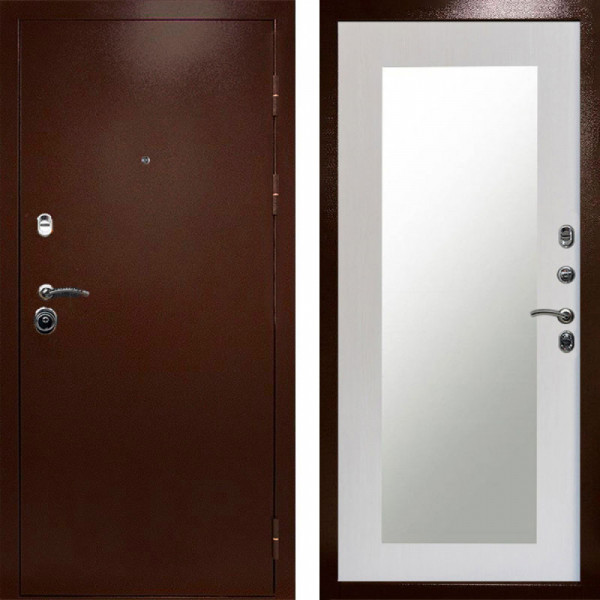 Входная дверь Termo-Door Техно Медь Антик - Зеркало Триумф лиственница