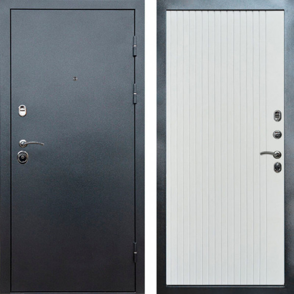 Входная дверь Termo-Door Техно Серебро Антик - Flat Белый софт