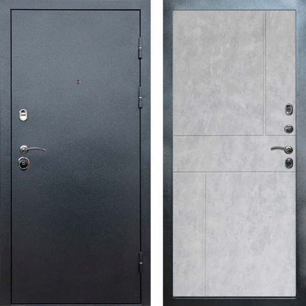 Входная дверь Termo-Door Техно Серебро Антик - Горизонт бетон светлый