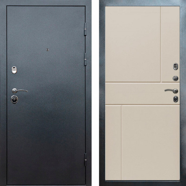 Входная дверь Termo-Door Техно Серебро Антик - Горизонт Слоновая кость