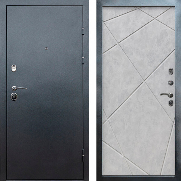 Входная дверь Termo-Door Техно Серебро Антик - Лучи бетон светлый