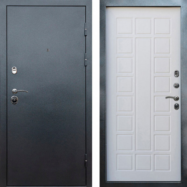 Входная дверь Termo-Door Техно Серебро Антик - Престиж белое дерево