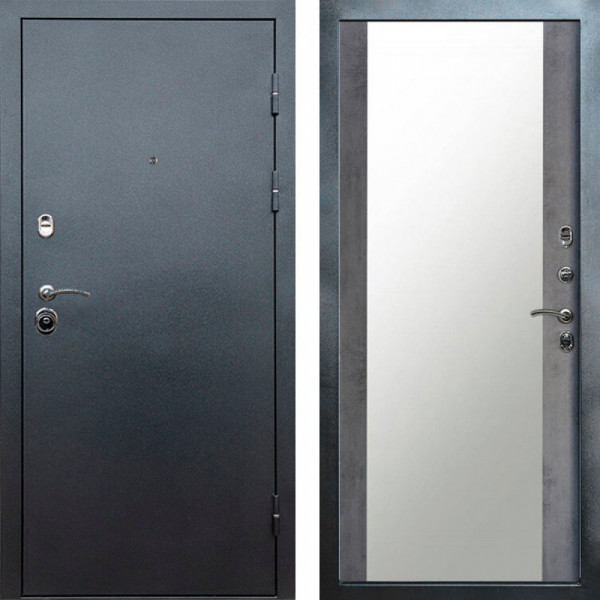 Входная дверь Termo-Door Техно Серебро Антик - Зеркало бетон темный