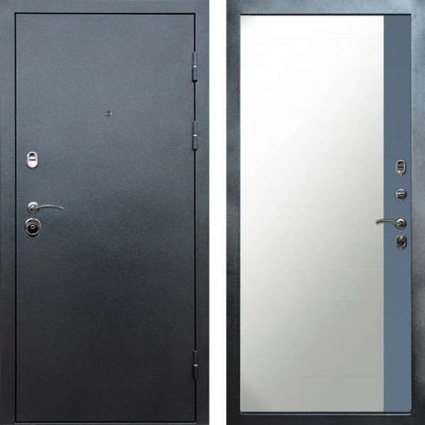 Входная дверь Termo-Door Техно Серебро Антик - Зеркало Фацет Grey софт