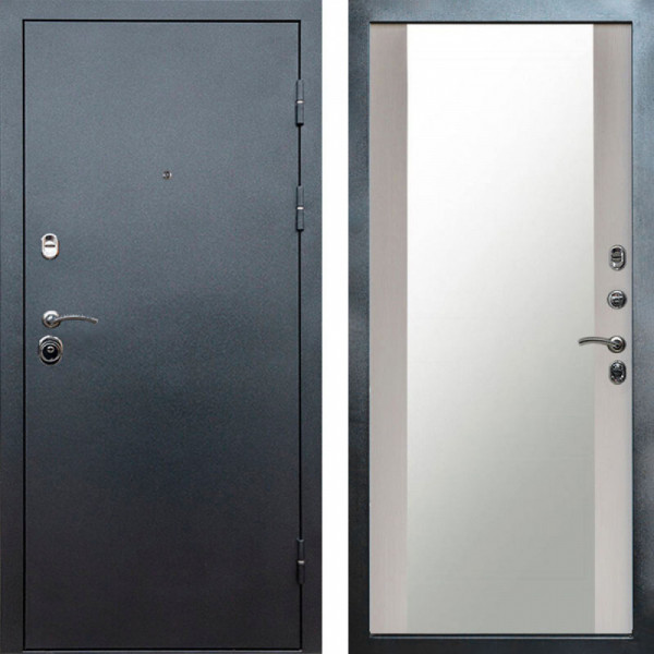Входная дверь Termo-Door Техно Серебро Антик - Зеркало лиственница
