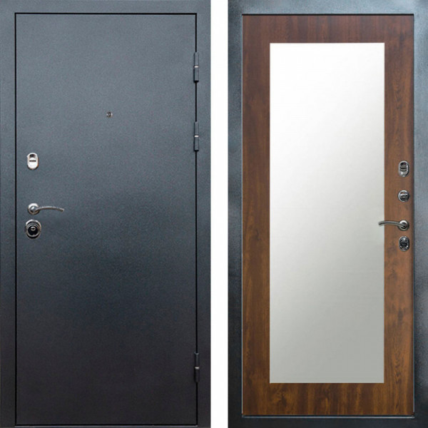 Входная дверь Termo-Door Техно Серебро Антик - Зеркало Триумф дуб