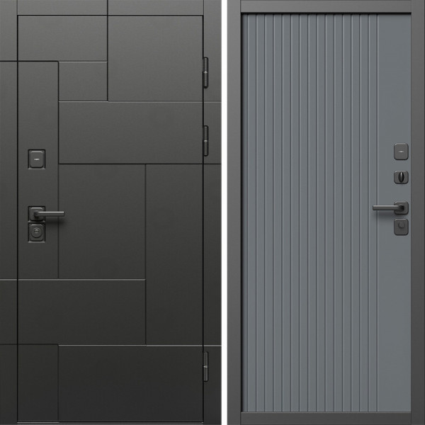 Входная дверь Termo-Door Тетрис Блэк - Флэт Черный кварц