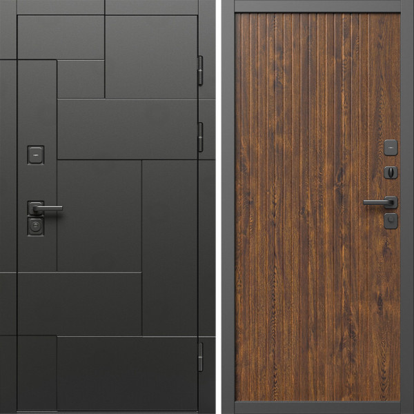 Входная дверь Termo-Door Тетрис Блэк - Флэт Дуб